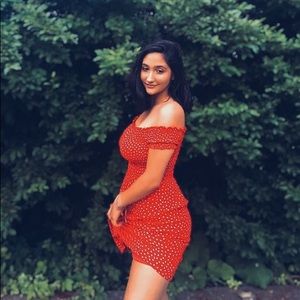 Red dress with polka dots